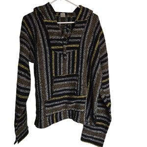 Artesanias Mickey Striped Black and Gold Hoodie Poncho Size Large